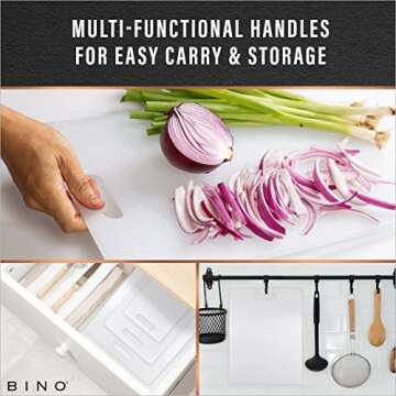 BINO Cutting Board - 3-Piece Chopping Boards | BPA-Free Plastic, Durable, Multipurpose, Dual-Sided, Dishwasher Safe, Easy to Clean | Charcuterie Accessories | Home & Kitchen Utensils Frosted Granite