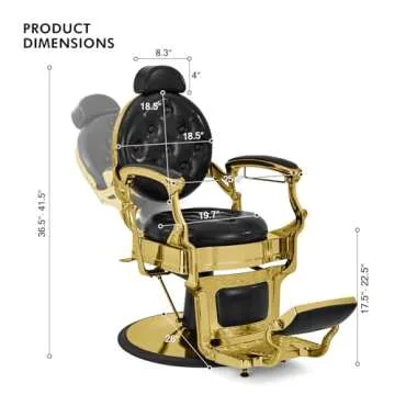 Artist hand Retro Barber Chair Heavy Duty Barber Chairs Vintage Salon Chair Hydraulic Recline Beauty Spa Styling Equipment Rounded Cushioning with Puckered Button (Gold)