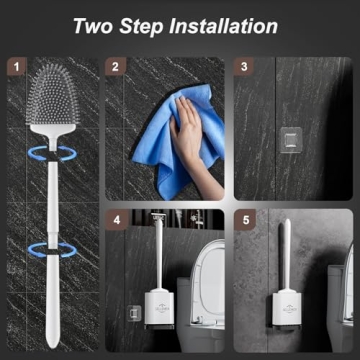 Flexible Silicone Toilet Brush Set for Deep Cleaning