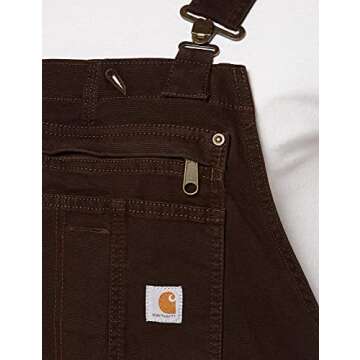 Carhartt Womens Crawford Double Front Bib Overalls Coveralls, Dark Brown, Small Short US