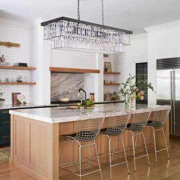 Wellmet Crystal Chandelier 47-inch, 11-Light Modern Rectangular Black Chandelier Ceiling Hanging for...