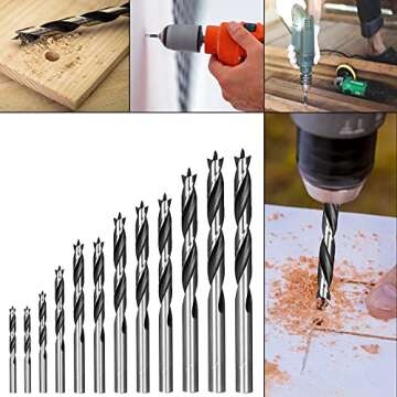 OWL TOOLS Brad Point Wood Drill Bit Set (12 Pack with Storage Case) Carpenters Quality - Drill Splinter-Free Perfectly Round Holes in All Types of Wood