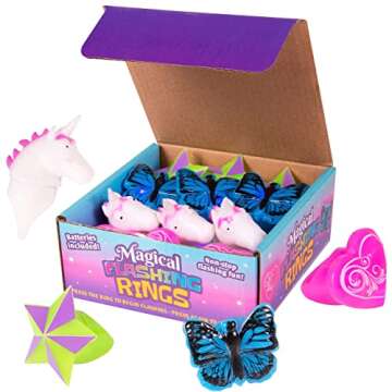 Narwhal Novelties Unicorn Mystical Glow In The Dark Rings Treasure Box Toys for Classroom Prizes, Bu...