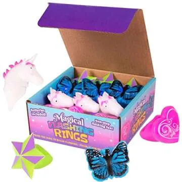 Narwhal Novelties Unicorn Mystical Glow In The Dark Rings Treasure Box Toys for Classroom Prizes, Bu...