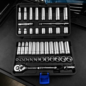 EPAuto 45-Piece Socket Set with 72-Tooth Ratchet - Cr-V Steel