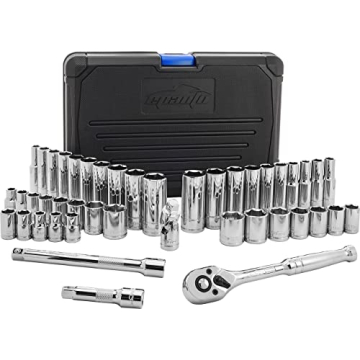 EPAuto 45-Piece Socket Set with 72-Tooth Ratchet - Cr-V Steel