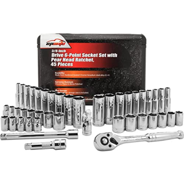 EPAuto 45-Piece Socket Set with 72-Tooth Ratchet - Cr-V Steel