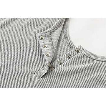 Deerludie & T Womens Scoop Neck Button Down Tank Tops Low Cut Solid Sexy Summer Sleeveless Basic Ribbed Tees Shirts Blouse B-Gray S