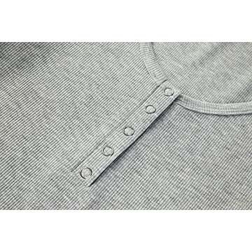 Deerludie & T Womens Scoop Neck Button Down Tank Tops Low Cut Solid Sexy Summer Sleeveless Basic Ribbed Tees Shirts Blouse B-Gray S