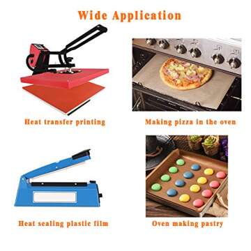 3 Pack PTFE Teflon Sheet 16 x 20" and 3 Rolls 10mm X 33m Heat Resistant Sublimation Tape for Heat Press Transfer Non Stick Paper Reusable Heat Resistant Craft Mat,Protects Iron,for Heat Press Machines