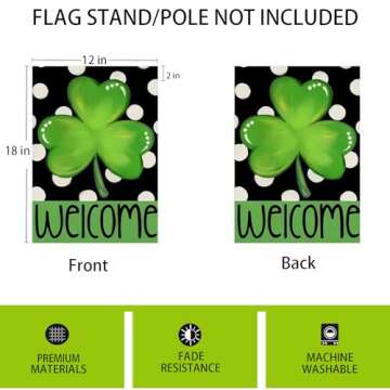 St Patricks Day Shamrock Garden Flags 12x18 Inch -Double Sided Heavy Duty Small Shamrock Yard Flags ...