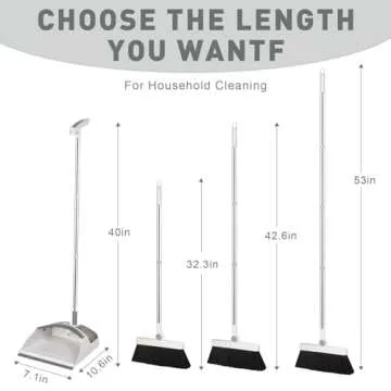 Hibaby Broom & Dustpan Set: 54" Tall, 180° Rotating