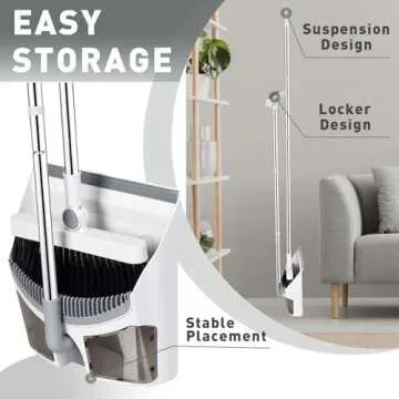 Hibaby Broom & Dustpan Set: 54" Tall, 180° Rotating