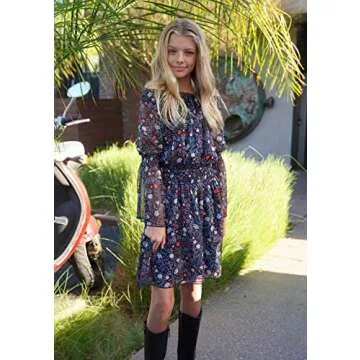 Stylish Big Girls Printed Chiffon Dress for All Occasions