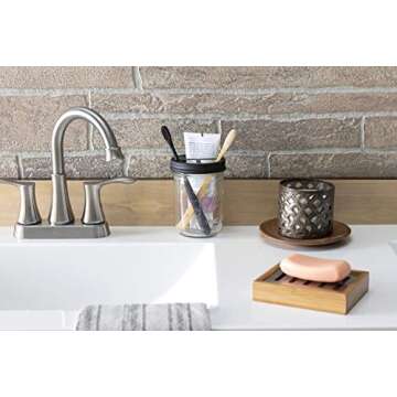 Jarmazing Products Mason Jar Toothbrush Holder – Black – with 16 Ounce Ball Mason Jar – Made from Rust-Proof Stainless Steel