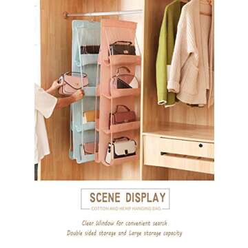 AARAINBOW 2 Packs Hanging Handbag Purse Organizer for Closet, Womens Purse Storage Bag, 8 Pockets Wardrobe Space Saving Purse Holder, Wardrobe Handbag Organizer, 41L*13.5W (B, 2 Gray)