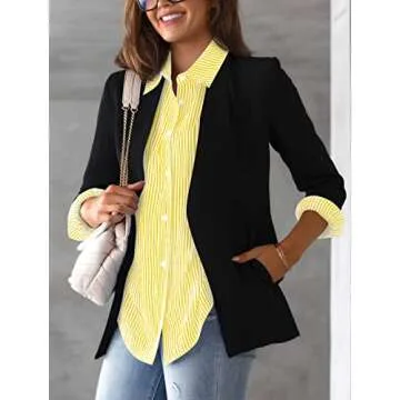 AISEW Womens Button Down Shirts Striped Classic Long Sleeve Collared Office Work Blouses Tops with Pocket (Yellow, 7002L)