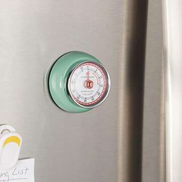 Zassenhaus Magnetic Retro Kitchen Timer, Classic Mechanical Cooking Timer (Mint Green)