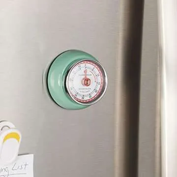 Zassenhaus Magnetic Retro Kitchen Timer, Classic Mechanical Cooking Timer (Mint Green)