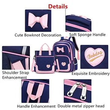 Cute School Bags for Girls with Bowknot Design