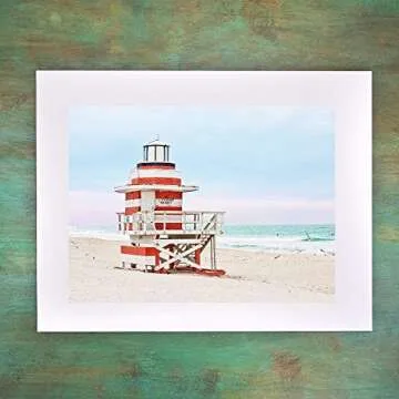 5x7 Inch Lifeguard Stand Beach Photography Lighthouse Desk Print