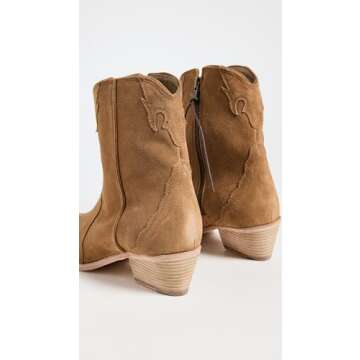 Free People Women's New Frontier Western Boots, Camel Suede, Tan, 11 Medium US