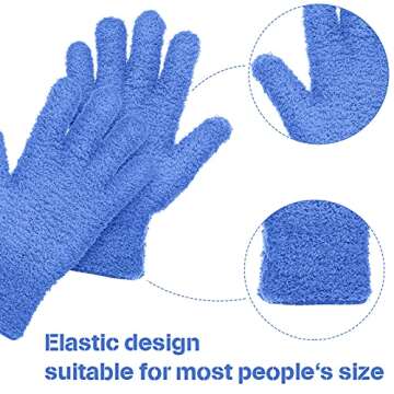 Patelai Microfiber Gloves for Plants Dusting Cleaning Glove Mittens, Navy Blue, 4 Count