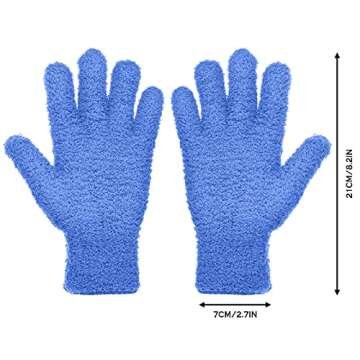 Patelai Microfiber Gloves for Plants Dusting Cleaning Glove Mittens, Navy Blue, 4 Count