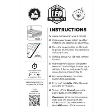 Ner Mitzvah LED Electric Hanukkah Menorah - Color Changing LED Traditional Classic Chanukah Menorah with Remote - Battery or USB Powered - USB Cord Included - Silver.