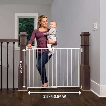 Regalo 2-in-1 Extra Wide Stairway and Hallway Walk ThroughBaby Safety Gate, Hardware Mounting, White...