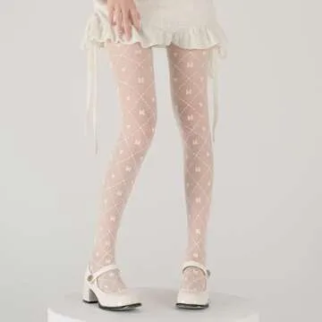 Sahabowi Women's Sexy Sheer Tights, High Waist Pantyhose, Vintage Control Top Stockings,Cartoon Mouse White(LW2022081506,1pcs)