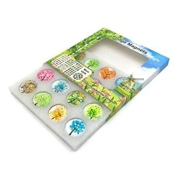 Aligle 16pcs Beautiful Glass Refrigerator Magnets Fridge Stickers Funny for Office Cabinets Whiteboards Decorative Photo Abstract (Tree of Life)