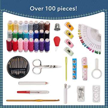 ARTIKA Sewing Kit for Adults and Kids (106 PCS) - Small Beginner Set w/Multicolor Thread, Needles, Scissors, Thimble & Clips - Emergency Repair and Travel Kits - Sewing Accessories and Supplies