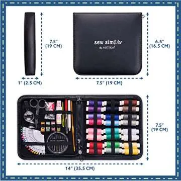ARTIKA Sewing Kit for Adults and Kids (106 PCS) - Small Beginner Set w/Multicolor Thread, Needles, Scissors, Thimble & Clips - Emergency Repair and Travel Kits - Sewing Accessories and Supplies
