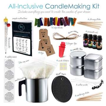 Hearth & Harbor Soy Candle Making Kit for Adults & Kids, DIY Candle Making Supplies for Beginners, N...