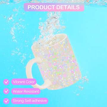 Holographic-Sticker Paper, 24 Sheets Holographic-Vinyl Sheets Self-Adhesive Transparent-Holographic PermanentVinyl Overlay-Laminate for Stickers for DIY Crafts