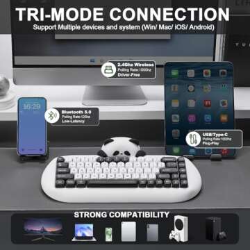 YUNZII C68 Panda Wireless Mechanical Keyboard for Gamers