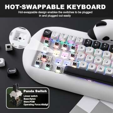 YUNZII C68 Panda Wireless Mechanical Keyboard for Gamers