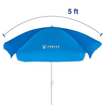 AMMSUN 5ft Seaside Beach Umbrella for Sand and Water Table - Kids Durable Umbrellas for children Beach Camping Garden Outdoor Play Shade