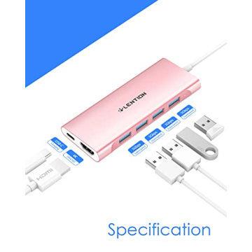 LENTION C35 USB-C Hub: 4K HDMI, 4 USB Ports, 100W PD