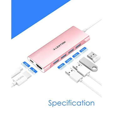 LENTION C35 USB-C Hub: 4K HDMI, 4 USB Ports, 100W PD