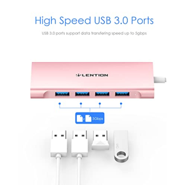LENTION C35 USB-C Hub: 4K HDMI, 4 USB Ports, 100W PD