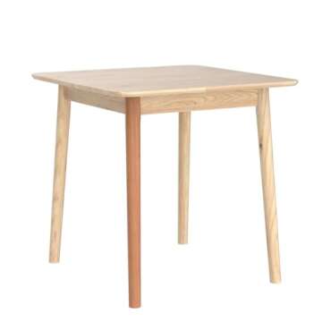 Livinia Aslan 29.5" Malaysian Oak Square Wooden Dining Table/Small Solid Wood Kitchen Desk (Natural Oak)