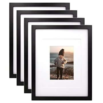 KINLINK 11x14 Picture Frames Black, Wood Frames with Acrylic Plexiglass for Pictures 5x7/8x10 with M...