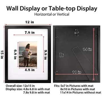 Kinlink 11x14 Black Wood Frames for Pictures & Art Display