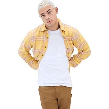 GAP Mens Untucked Flannel Shirt Yellow Beige Plaid XXL