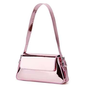 Women's Hobo Bag PU Leather Shoulder Bag Glossy Handbag Underarm Purse Top Handle Satchels Small Totes