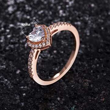 MDFUN Luxurious Rose Gold Plated Cubic Zirconia Infinity Love Solitaire Promise Eternity Ring (rose-gold-plated-brass, 5)