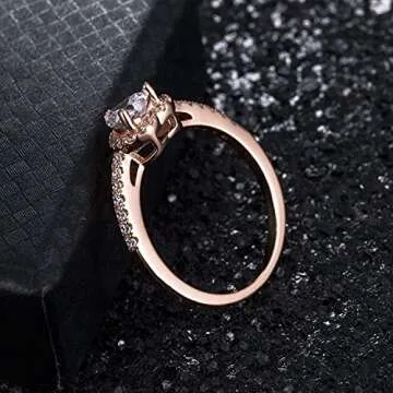 MDFUN Luxurious Rose Gold Plated Cubic Zirconia Infinity Love Solitaire Promise Eternity Ring (rose-gold-plated-brass, 5)