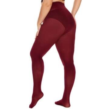 DUCMODA Plus Size Tights Soft Microfiber Wine Red